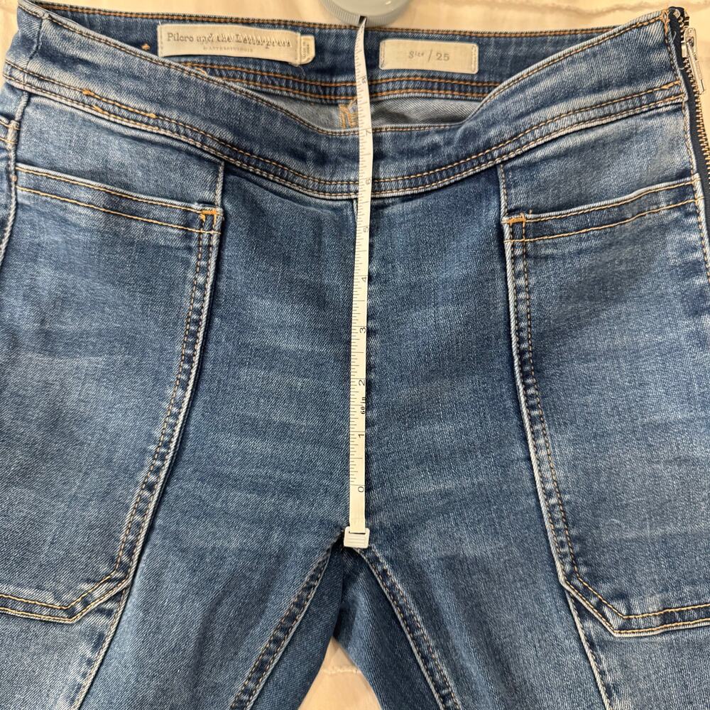 Pilcro Anthropologie Cropped Bootcut Jeans Women's 25 Patchwork Flare Y2K Indie - Picture 5 of 16